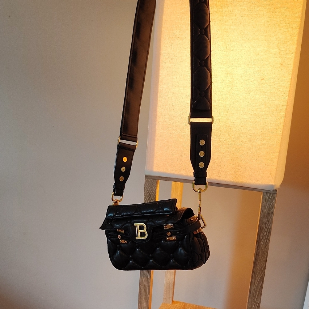 Balmain Black Quilted Crossbody with Gold Accents - Picture 5 of 8